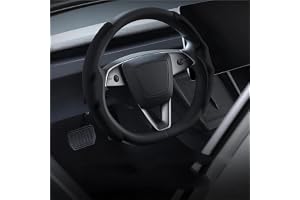 För Tesla För Model 3 Y För Highland För Juniper Mocka Rattskydd För Handsömnad Mjukt Läder Flätad(Style 2)