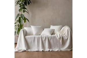 L'EMPORIO CASA Sofföverdrag Överkast Grov Duk Robust Panama Bomull 160X260-260x280-360x280 Storlekar Maxi Lakan Bomull Granfo