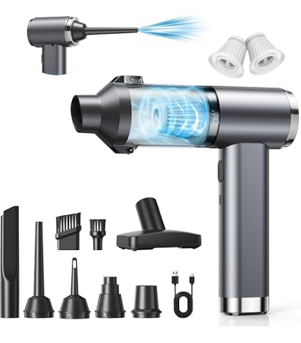 Grixz Aspirateur à Main Sans Fil 15 000 Pa – Ultra Puissant, Léger Et Portable – Air Duster Rechargeable Pour Voiture, Maison, Bureau & Cuisine