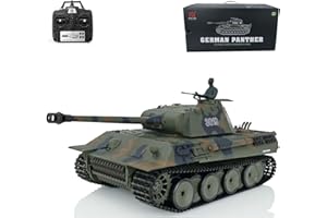 wheelfun 2.4Ghz Heng Long 1/16 7.0 Plastic Ver German Panther V RTR RC Tank 3819 Model 340° Rotating Turret Infrared Combat Lifting Barrel Light Sound, TH17285-AMZUS2