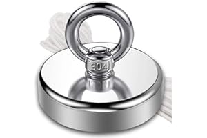 TUSERXLN Round Strong Neodymium Fishing Magnets, 25mm Combination Tension Super Strong Magnet with Eye Bolts for Salvage Metal Detector Treasure Finder in River