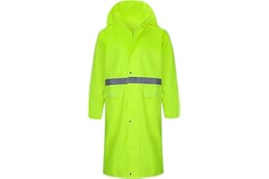 Yukirtiq Uomo Lungo Giacche Impermeabile Poncho con Cappuccio Antipioggia Riutilizzabile Impermeabile Trekking Campeggio Pesca Adulti Impermeabile Giacche