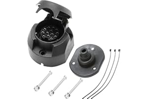 AGRISHOP 12V fiche Prise remorque 13 Broches, Prise Attelage 13 Broches Femelle Étanche Connecteur, Montage Boulon Écrou Support de Prise CaoutchoucÉtanche Joint pour RV Caravane Camion Van