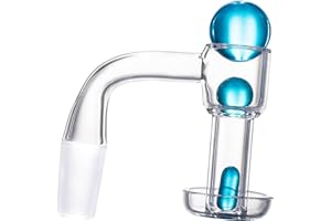 BTKSY Quartz Banger 14 mm male 90 Degree Dab Rig with Terp Slurper Pearls Kit (Blue Marble)