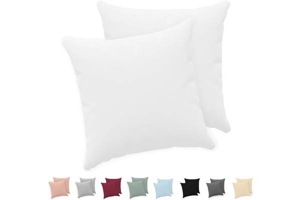 Twinzen - Örngott 65 x 65 cm - set med 2-100% bomull - vit | Oeko-Tex certifierad · dragkedja utan dragkedja · Jersey, andningsbar och allergivänlig, 150 g/m², tvättbar, mjuk