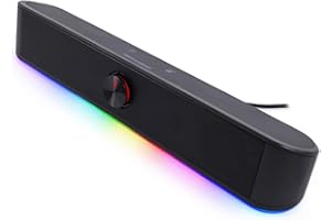 CoolBox DeepGaming Barra Sonido PC con Iluminación RGB R200B - Altavoces PC Gaming Estéreo 2.0, 6 W RMS, Entrada 3,5 mm Jack + Bluetooth 5.0, para PC, Ordenador Portátil, TV - Negro