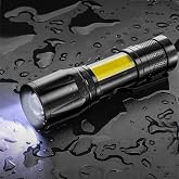 مصباح يدوي Jouis LED USB قابل لإعادة الشحن - معدني فائق القوة، مصباح يدوي صغير الحجم بتقنية التكبير الساطع [فئة الطاقة A++] زلزال مصباح الوسائط، الشرطة