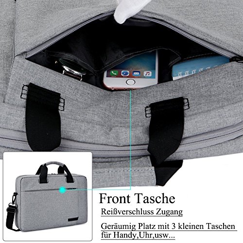 Laptop Tasche 15,6 Zoll, BRINCH stilvoll Nylon Laptop Messenger Bag Umhängetasche Schultertasche Aktentasche für 15-15,6 Zoll Laptop / Notebook / MacBook / Ultrabook / Chromebook Computers,Grau - 2