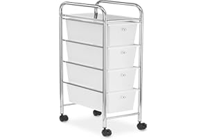 IDIMEX Caisson de Rangement sur roulettes GINA, Colonne 4 tiroirs et 1 étagère pour Salle de Bain ou Bureau, en Plastique et métal