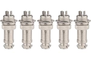 CLYXGS CLDIY GX16 5 Pins Panel Metallmontage Rund Metall Aviation Stecker Adapter Männlich Weiblich Steckdose (5 Stücke)