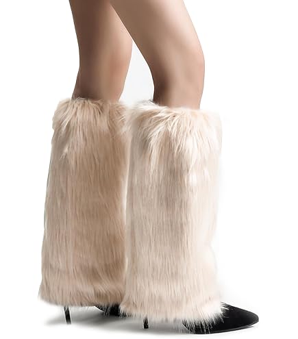 Guêtres Femme En Fausse Fourrure – Chaussettes Hautes Chaudes, Couvre-pieds, Couleur Kaki, Automne-hiver