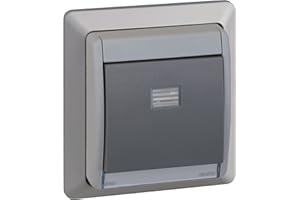 SIMON - Pulsador Eléctrico de Empotrar, Interruptor de Pared Exterior, Serie Simon 44 Aqua, Fácil de Instalar, Monoblock, Incluye Caja, Tapa y Mecanismo, Ideal para Jardines y Terrazas, Color Gris