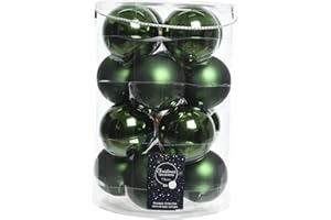 KAEMINGK KAE 16 Weihnachtskugeln aus Glas 8 cm (grün - piniengrün) Weihnachtskugeln Baumkugeln Baumschmuck Weihnachtsdeko Weihnachten Christbaumschmuck