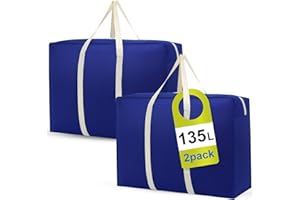 BoloShine 135Lx2 Groß Aufbewahrungstasche Wasserdicht Unterbett Aufbewahrung Tasche mit Reißverschluss, Umzugstaschen Big Seesack Bag für Wäsche Kleidung Kissen Schuhe Bettdecken Camping (Blau)