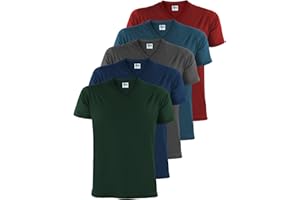 ALPIDEX Herren T-Shirts 5er Set mit V-Ausschnitt Shirts Basic Shirt Baumwolle Kurzarm Einfarbig S M L XL XXL 3XL 4XL 5XL