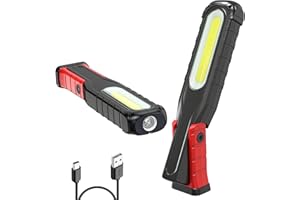 AuRiver Lampada da lavoro a LED, batteria da 6000 mAh, torcia LED con funzione girevole, base magnetica e gancio, 5 modalità COB per riparazione auto, officina, campeggio, emergenza