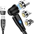 AXFEE Magnetic Charging Cable, PD 60W USB C Magnetic Fast Charging Cable, 360°&180° Data Transfer Magnetic Charger Cable, 6 in 1 USB C/A 7Pin Magnetic Charger Cable for Type C/Micro USB/i-Products