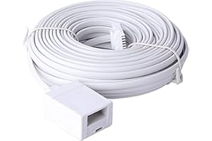 NINOCLAR BT Telephone Extension Cable10M, White BT Male to Female Extension Cable 6-Pin Straight Through Telephone Extension Cable for BT UK Landline Phone Cord Home & Office Fax Modem Extender 6 Wire (10M)