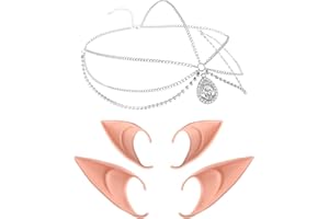 Lusofie Orejas de Elfo Cosplay Fairy Elf Ears Moon Head Chain Vintage Crystal Headband Punta Suave Accesorio para el Cabello Anime Party Dress Up Disfraz Masquerade Ball Accesorios Halloween Mujer
