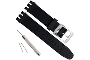 GREEN OLIVE OliBoPo - Hebilla de acero inoxidable chapada en plata, resistente al agua, correa de reloj de goma de silicona