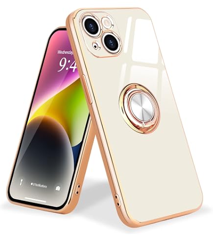 Coque IPhone 14 Plus Avec Anneau Support Magnétique 360° - Silicone Souple, Antichoc, 6 Couleurs Au Choix (Gris) - 11