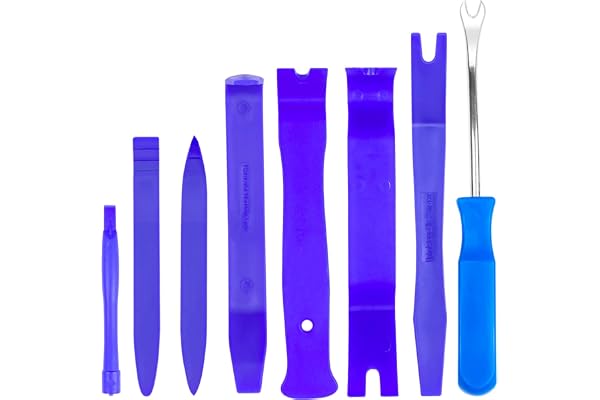 Fousenuk 8 Pièces Outil Demontage Garniture Voiture Bleu, Outils pour Garnitures Panneau Auto, Installateur Pry Outil Plastique pour Panneau Autoradio Accessoires Porte Tableau de Bord de Voiture