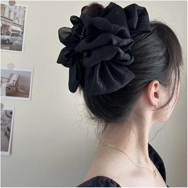 2 Stück Elegante Haifischklammern Mit Schleife - Rutschfeste Haarspangen Für Damen, Aus Stoff, Für Dickes Haar