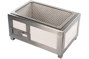 SousVideTools Small Stainless Steel Konro Grill, Traditional Japanese Style Hibachi BBQ, 210 mm x 400 mm x 260 mm