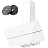 Inclined Cooker Hood 90 cm 571m&sup3;/h Suction 4 Power Levels Recirculation Carbon Filter Touch Control White