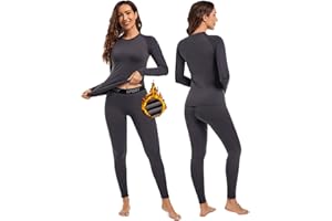 Hyeek Ropa Termica Mujer, Conjunto Ropa Interior térmica Invierno Frio Extremo - Transpirable Manga Larga Camiseta Termica y Pantalon,Termica Ropa Interior para esquí,Moto
