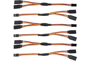 GTIWUNG 6 Pezzi Servo di Estensione per RC, JR connettore Spina per RC Aereo, 1 to 2 Y Cavo Filo da 150mm 3 Pin JR Maschio e Futaba Femmina per RC Droni Elicotteri Auto