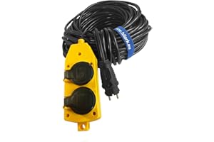 HILARK CABLE TECH Hilark Electric Cable H07RN-F Cable alargador 3g2,5 mm (3x2,5 mm) con Bloque de Enchufe Schuko Profesional (3 Metros, Bloque de Enchufe Schuko Amarillo)