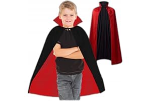 KRUMAD Peleryna Halloween Dwustronna 80 cm Czarna Czerwona, Uniwersalny Strój dla Dzieci i Dorosłych, Kostium Wampira Drakuli, Dodatek na Bal, Imprezę, Karnawał, Przebranie