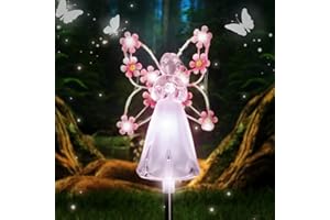 Solar Angel Lights, 2023 New LED Waterproof Garden Decoration, Multi-Color Changing Angel Decorative Lights for Cemetery Grave Yards Patio Outdoor Decoration Memorial Gifts, qzjijosen (Pink)