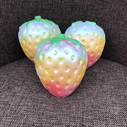 Mobile Phone Charms Soft Toys, Bestow 1PC Rainbow Strawberry Slow Rising Squishy Super Jumbo Scented Stress Relief Toys For Kids And Adults (Multicolor)