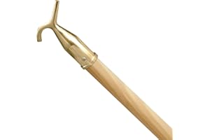 HOOK & POLE Sash Window Pole With Hook - Compatible with VELUX Roof Windows, Loft Hatches Or Attic, Blinds, Boat Hook (Polished Brass)