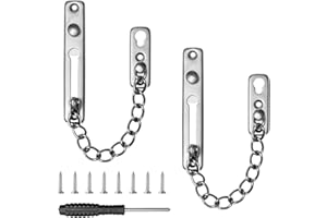 Bofanze 2 PCS Chaîne de Porte en Acier Inoxydable Serrure de sécurité de Chaîne de Ports Chaîne de porte sécurité Coulissant Chaîne De Porte Antivol en Acier Inoxydable avec Vis pour Portes et Fenêtre