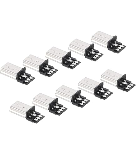 Sourcing Map 20 Pezzi Connettore USB 2.0 Tipo A Femmina A 90 Gradi Per PCB, Presa DIP 4 Pin Per Riparazioni (Argento/Bianco) - 3