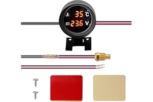 SHUAIGUO Ronde LED numérique voiture camion jauge de température de l'eau capteur de température Temperatura Moto + voltmètre volt mètre de tension 2 en 1 12.0 V 24 V