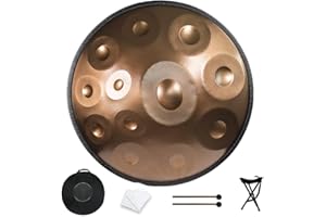 SRMNFADZ Stalowy bęben ręczny 12 nut, 432 Hz Handpan in D-moll, bębny ręczne z torbą, statywem, młotkiem