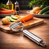VIVALUXE Premium Paslanmaz &Ccedil;elik &Ccedil;ok Ama&ccedil;lı Sebze Soyucu, Patates, Havu&ccedil;, Salatalık ve Meyveler İ&ccedil;in Ergonomik Y-Şekilli Bı&ccedil;a