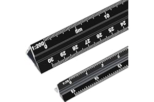 TIHOOK 2 STK Maßstab Lineal, 30cm Aluminium Maßstab Lineal Dreikant, Dreikantmaßstab für Architekten und Lngenieuren, 1:20, 1:25, 1:50, 1:75, 1:100, 1:125/1:100, 1:200, 1:250, 1:300, 1:400, 1:500