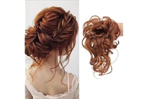 SHANGXIU Chignon Postiche Cheveux Grande Postiches, Bouclés Ondulés Extensions Chouchou Postiche Cheveux Naturel Faux Chignon pour Femme #30 (auburn léger)
