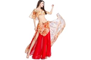 ROYAL SMEELA traje de danza del vientre Falda tops de danza del vientre mujer Traje de baile sexy Vestidos de rendimiento danza del vientre ropa florales gasa tops faldas largas mujer vestido de baile