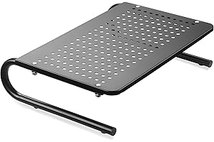 suptek Supporto per Monitor, Rialzo Monitor per Computer, Laptop, Stampante, e Tutti i Display a Schermo Piatto, con Piattaforma in Metallo Ventilato W368 x D228 x H101mm Fino a 20 kg(MST004 bz)