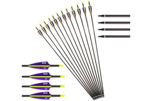 ACCMOS Bogensport Carbonpfeil Spine 250 300 340 400 500 600 700 800 ID 6,2 mm Jagdpfeile 3 Zoll Flügelfeder für Recurve-Bogen Compoundbogen Schießen 12 Stück