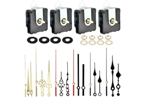 DODUOS 4 Pezzi Movimento Orologio da Parete, Nero Meccanismo Orologio da Parete Silenzioso, Ricambio Orologio da Parete con 6 Diverse Coppie di Kit di Movimento Fai da Te