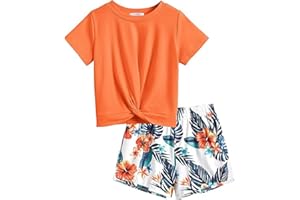 Arshiner Ragazze Set di Abbigliamento Casual Maglietta con pantaloncini Moda Sportiva Estiva Completi e Coordinati per Bambine e Ragazze