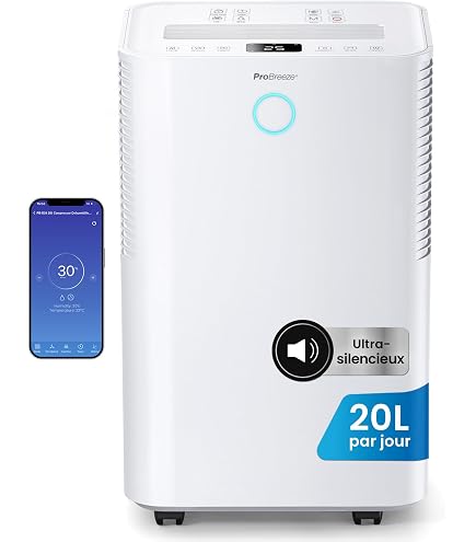 Déshumidificateur Kresico 12L/jour - Super Silencieux Et économe - Pour Maison, Cave, Salle De Bain Jusqu'à 25m² - Garantie 10 Ans