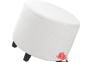 MeRcri Hockerbezug Rund 50 60 80 90 cm Ottoman Cover Ottomane Schonbezug Hocker Hussen für Fußhocker Stretch Ottomane Abdeckung Hocker Protector Hockerabdeckung (Color : 007, Size : 60 cm)